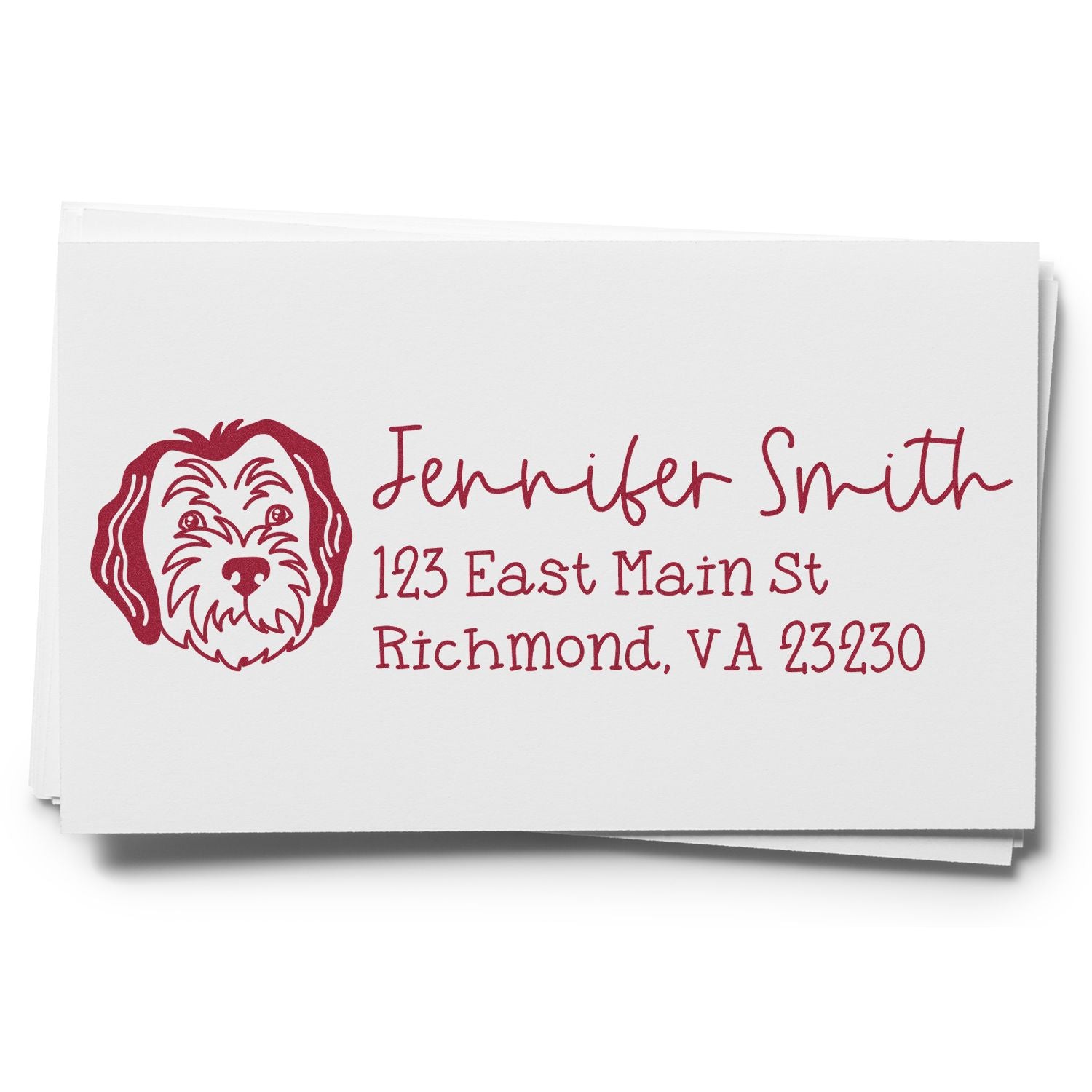 Wood Handle Sheepadoodle Dog Address Stamp Custom