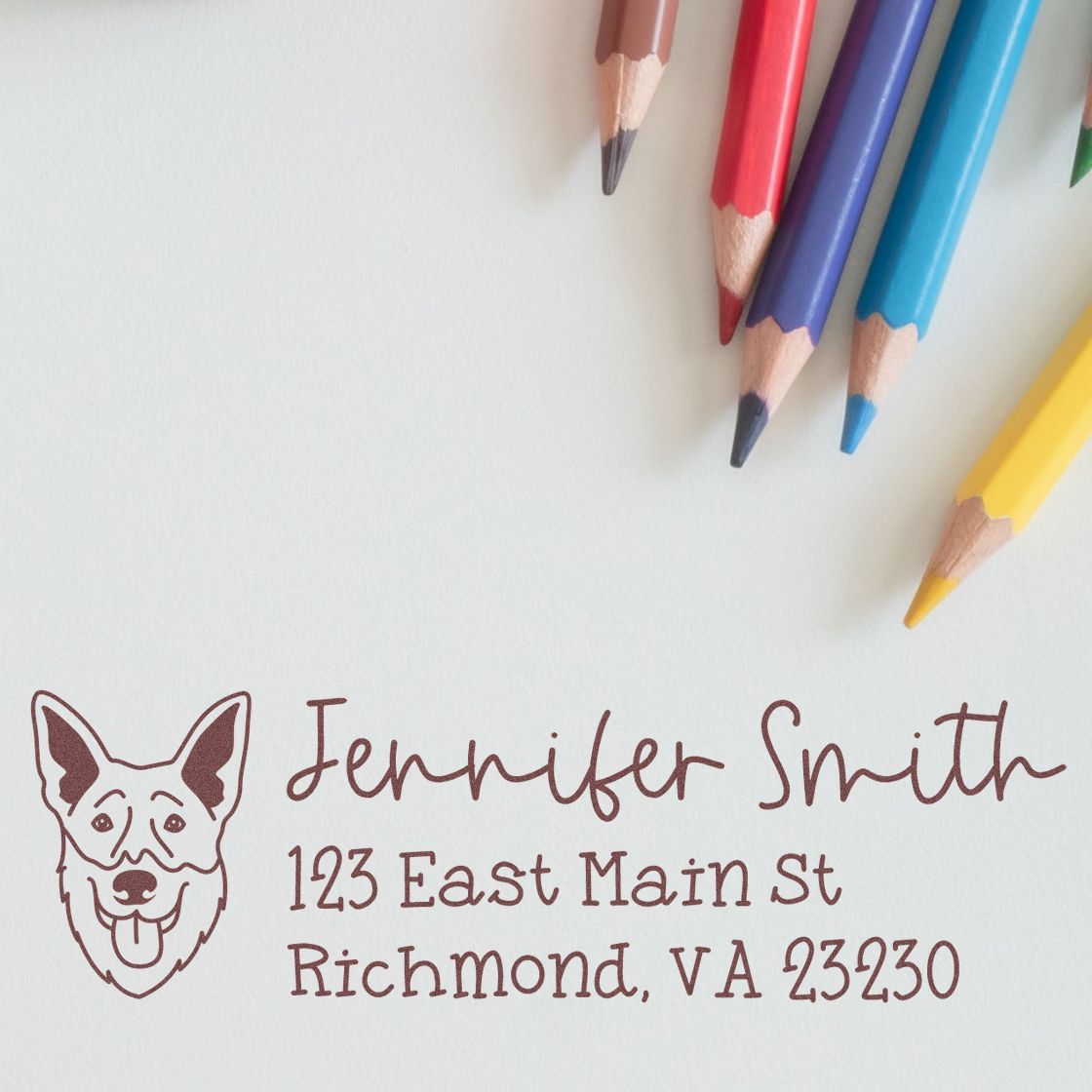 Shepsky Dog Address Stamp Pre-Inked - Engineer Seal Stamps