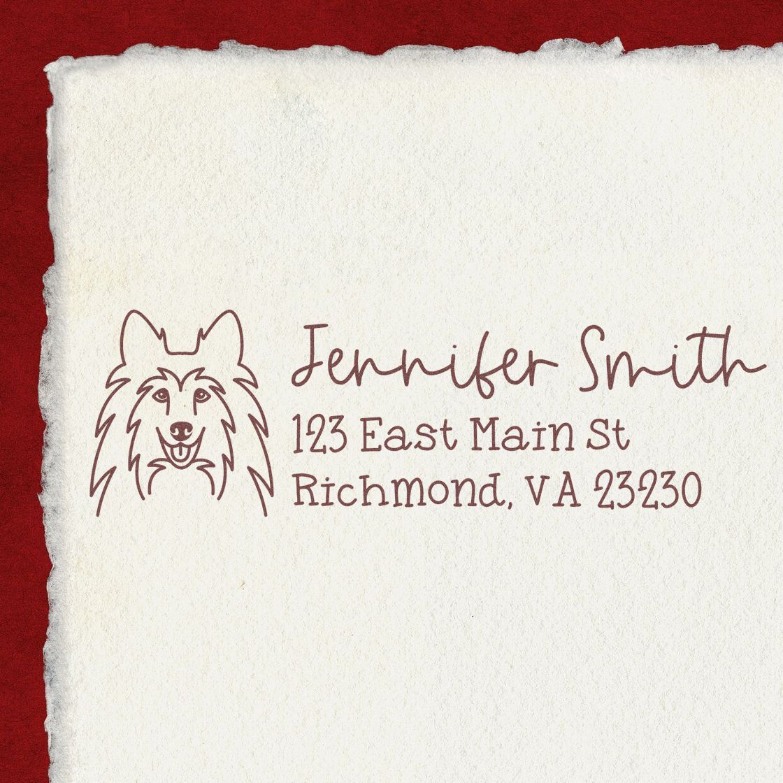 Shetland Sheepdog Dog Address Stamp Pre-Inked - Engineer Seal Stamps