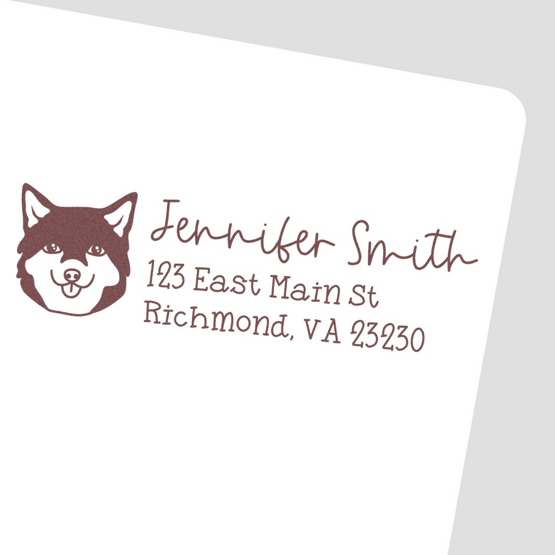 Wood Handle Shiba Dog Address Stamp Custom