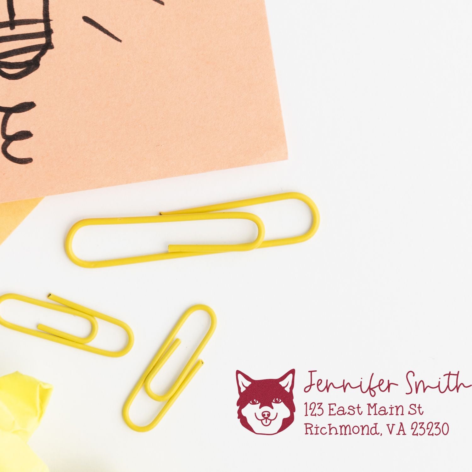 Wood Handle Shiba Dog Address Stamp Custom