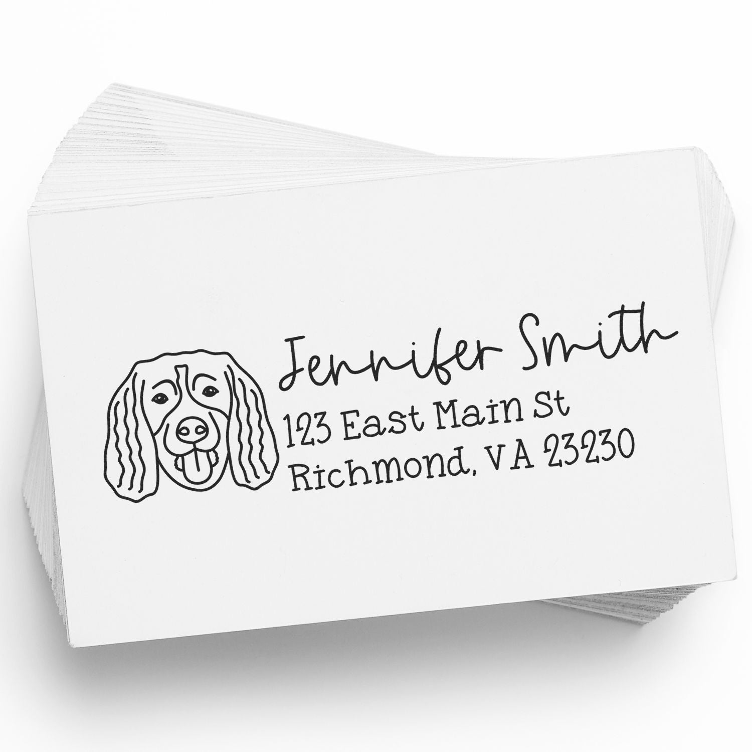 Wood Handle Springer Spaniel Dog Address Stamp Custom