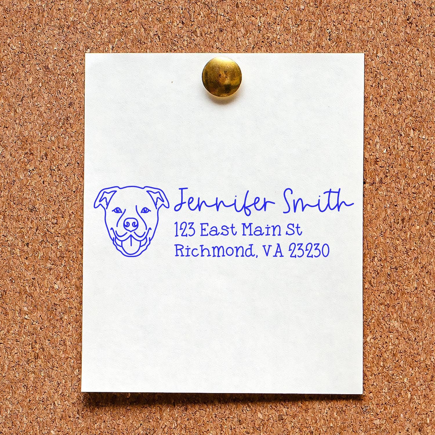 Wood Handle Staffordshire Bull Terrier Dog Address Stamp Custom