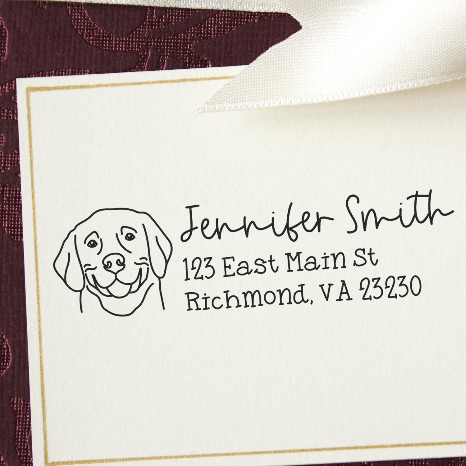 Wood Handle Weimaraner Dog Address Stamp Custom