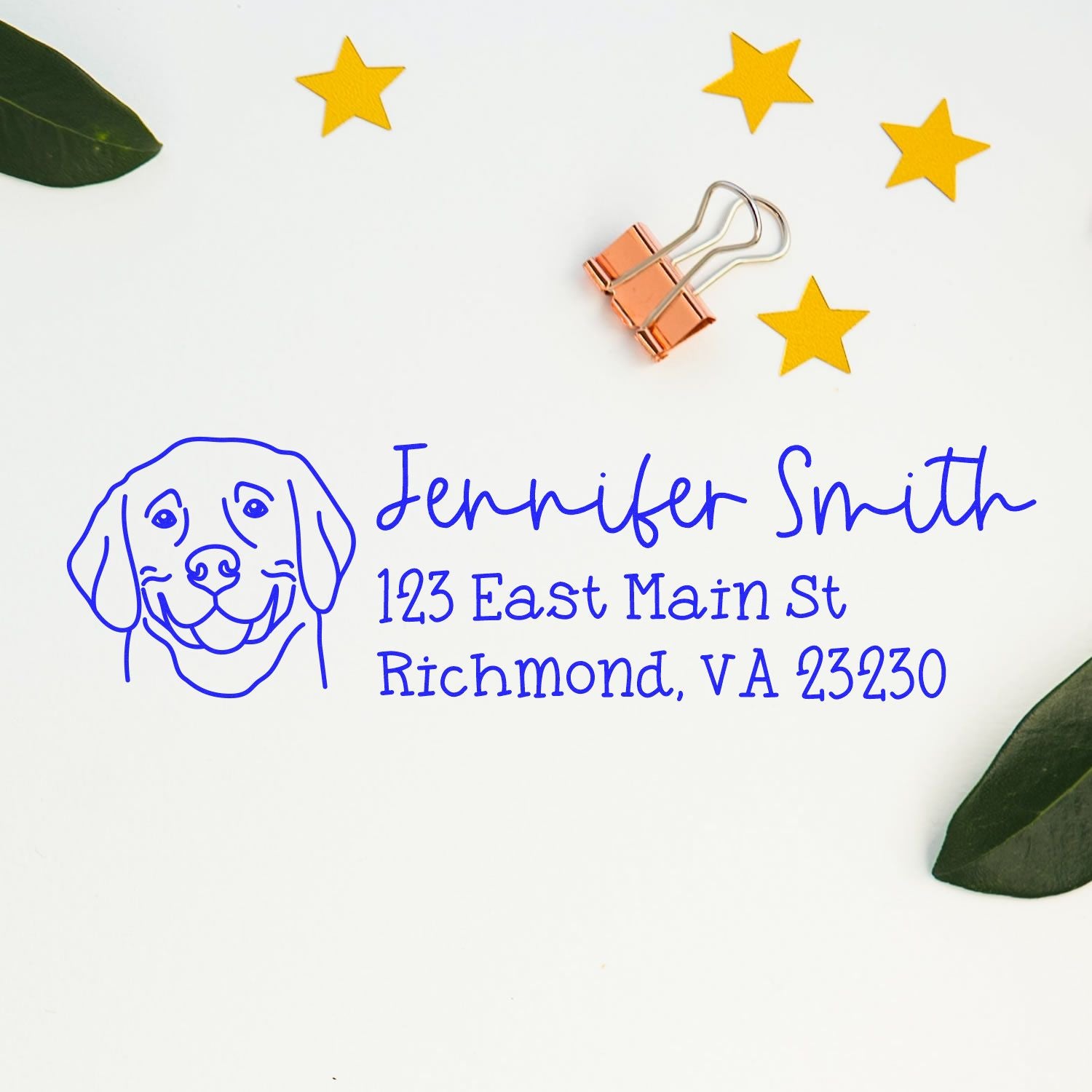 Wood Handle Weimaraner Dog Address Stamp Custom