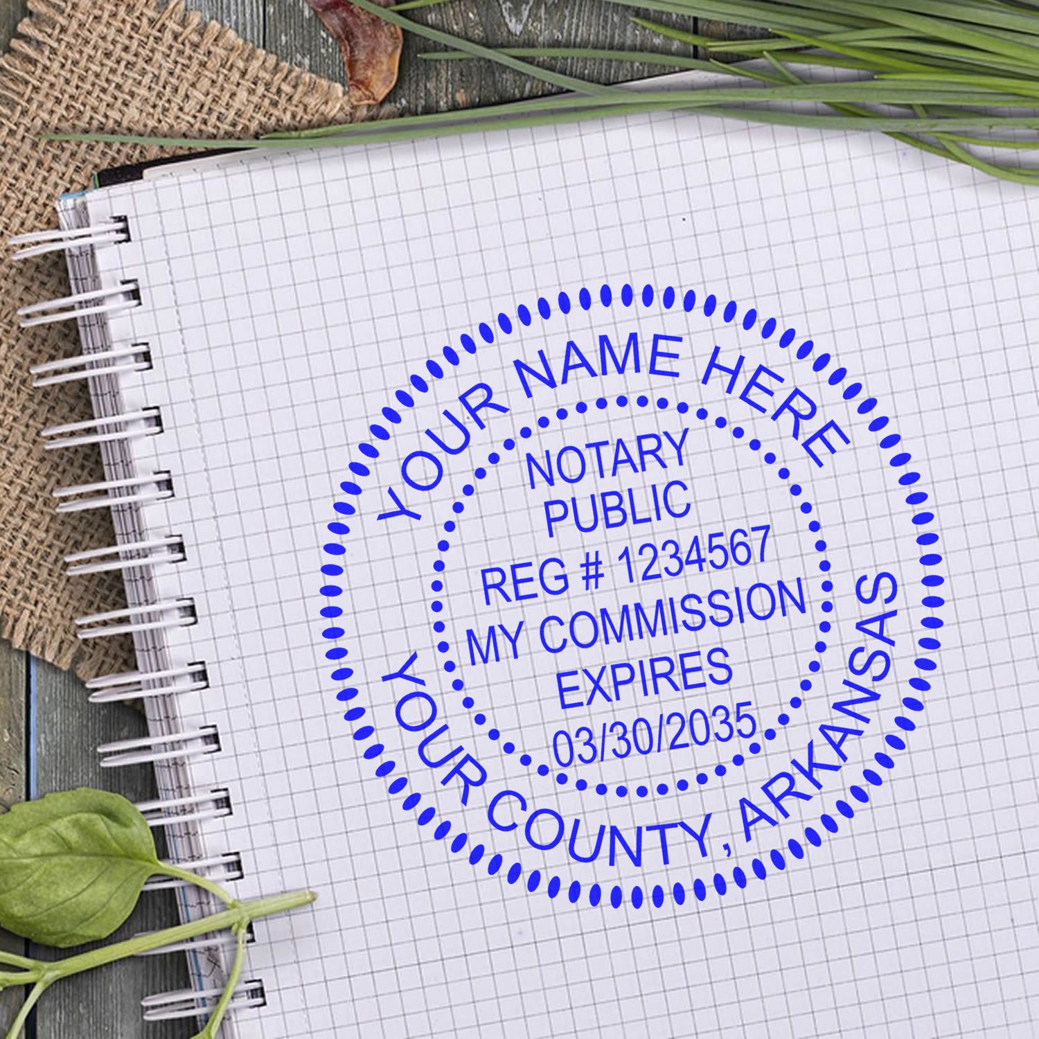 AR Notary Stamp and Seal, Hybrid Seal with Round Self-Inking Notary Stamp