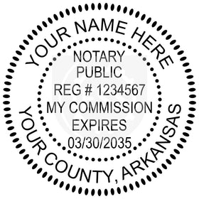 Arkansas Round Notary Stamp Imprint Example