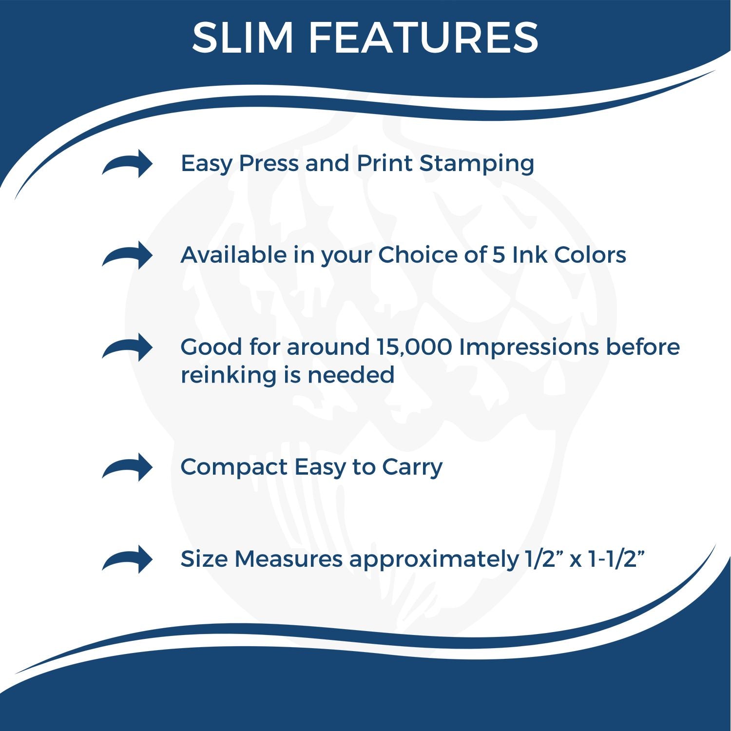 Infographic showing the features of the 'Do Not X-Ray Rubber Stamp' including its size, ink type, and usage tips for effective marking on documents.