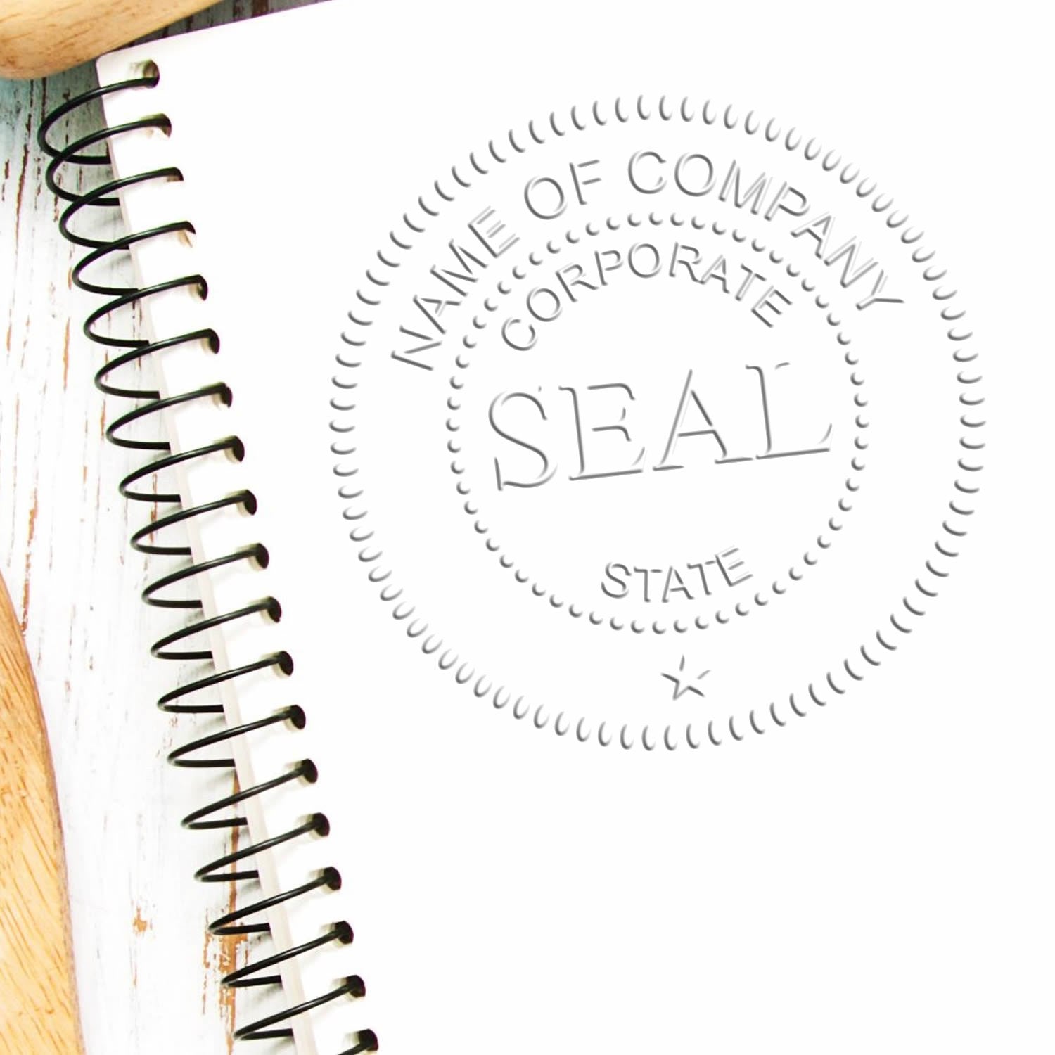 Soft Seal Corporate Seal with Star Combo with Wood Handle Stamp