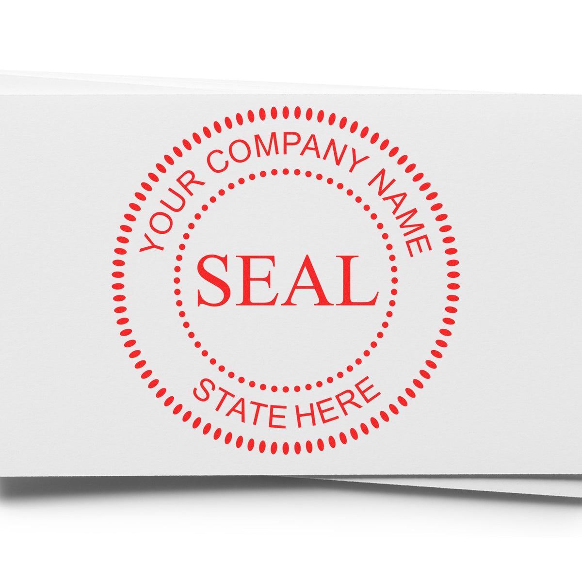 Trodat Standard Desk Business Stamp and Corporate Seal in use, featuring a professional office setup with stamp and seal tools.