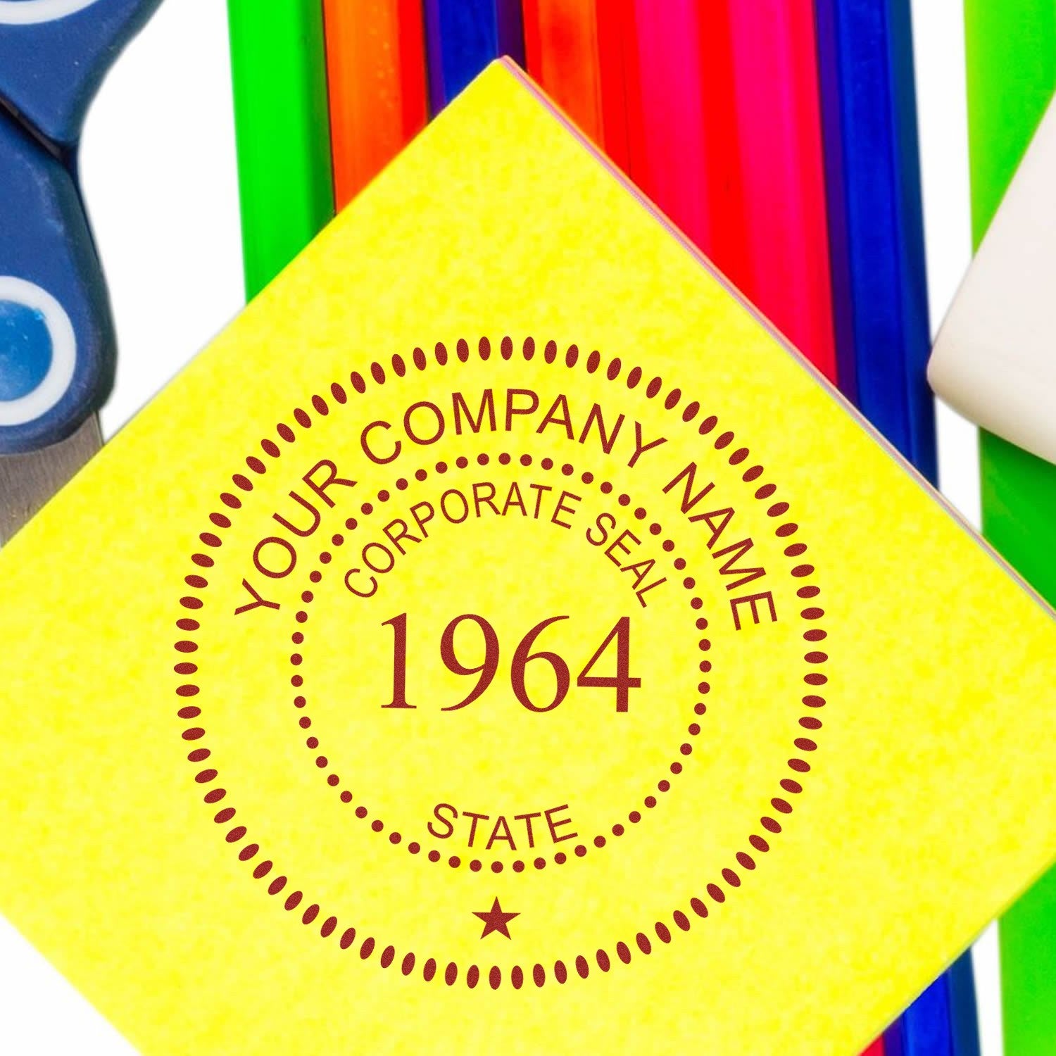 Slim Pre-Inked Corpoate Seal Stamp with Year
