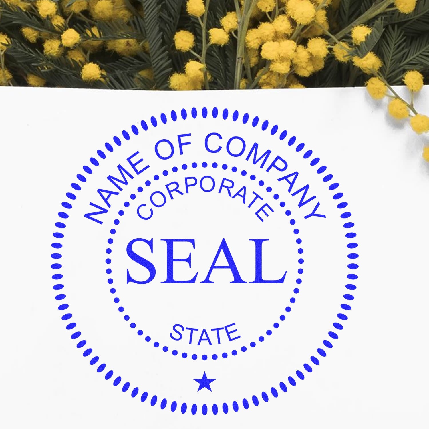 Slim Pre-Inked Corporate Seal Stamp with Star