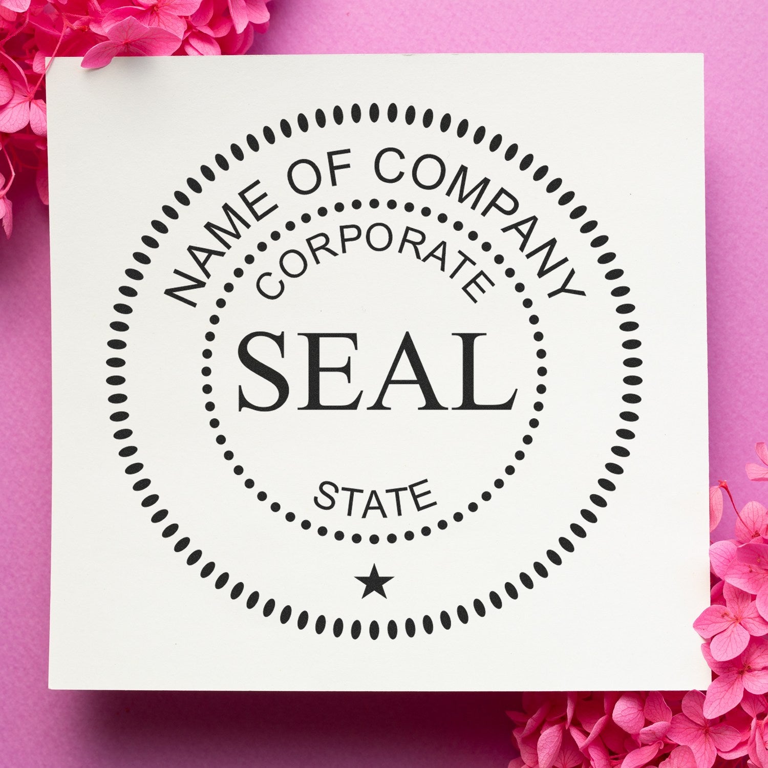 Slim Pre-Inked Corporate Seal Stamp with Star
