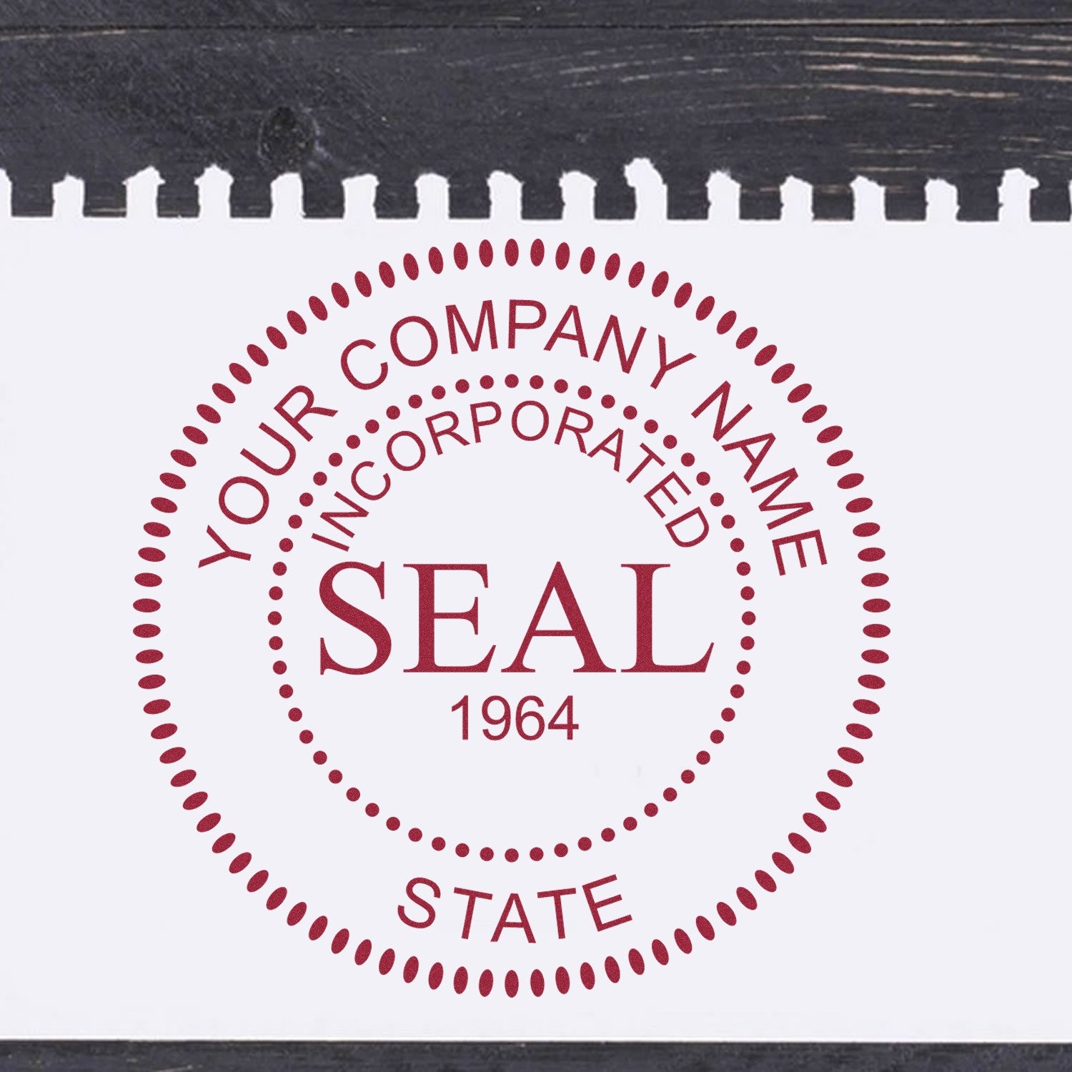 Soft Seal Incorporation Seal with Date Combo with Wood Handle Stamp