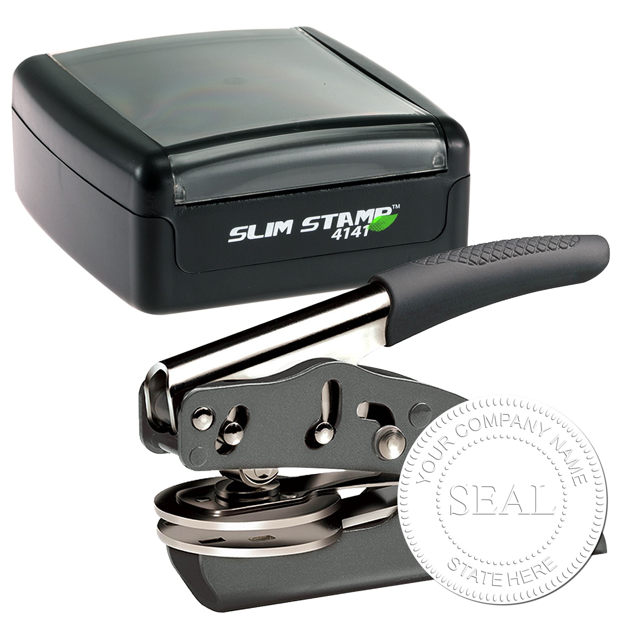 Standard Soft Seal Business Seal Combo with Slim Pre-Inked Stamp
