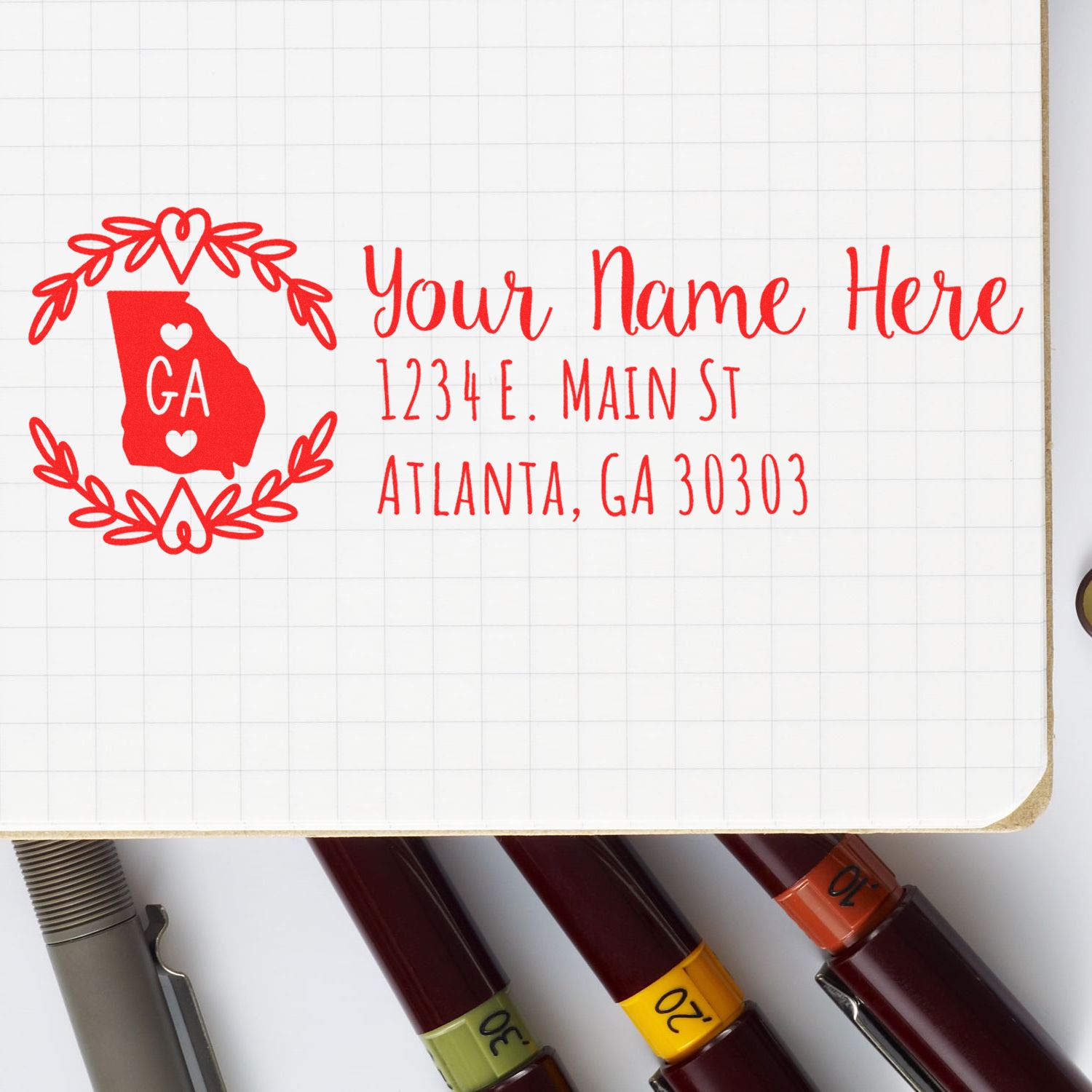 Slim Georgia Personalized Pre-Inked Address Stamp - Engineer Seal Stamps