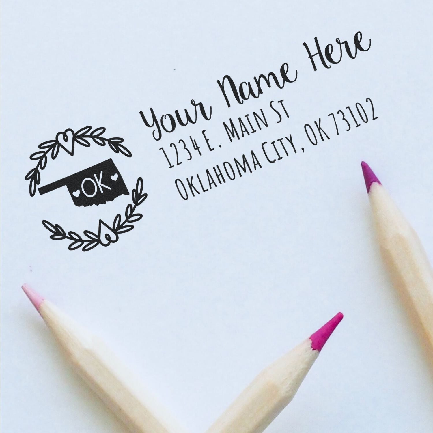 Slim Oklahoma Personalized Pre-Inked Address Stamp