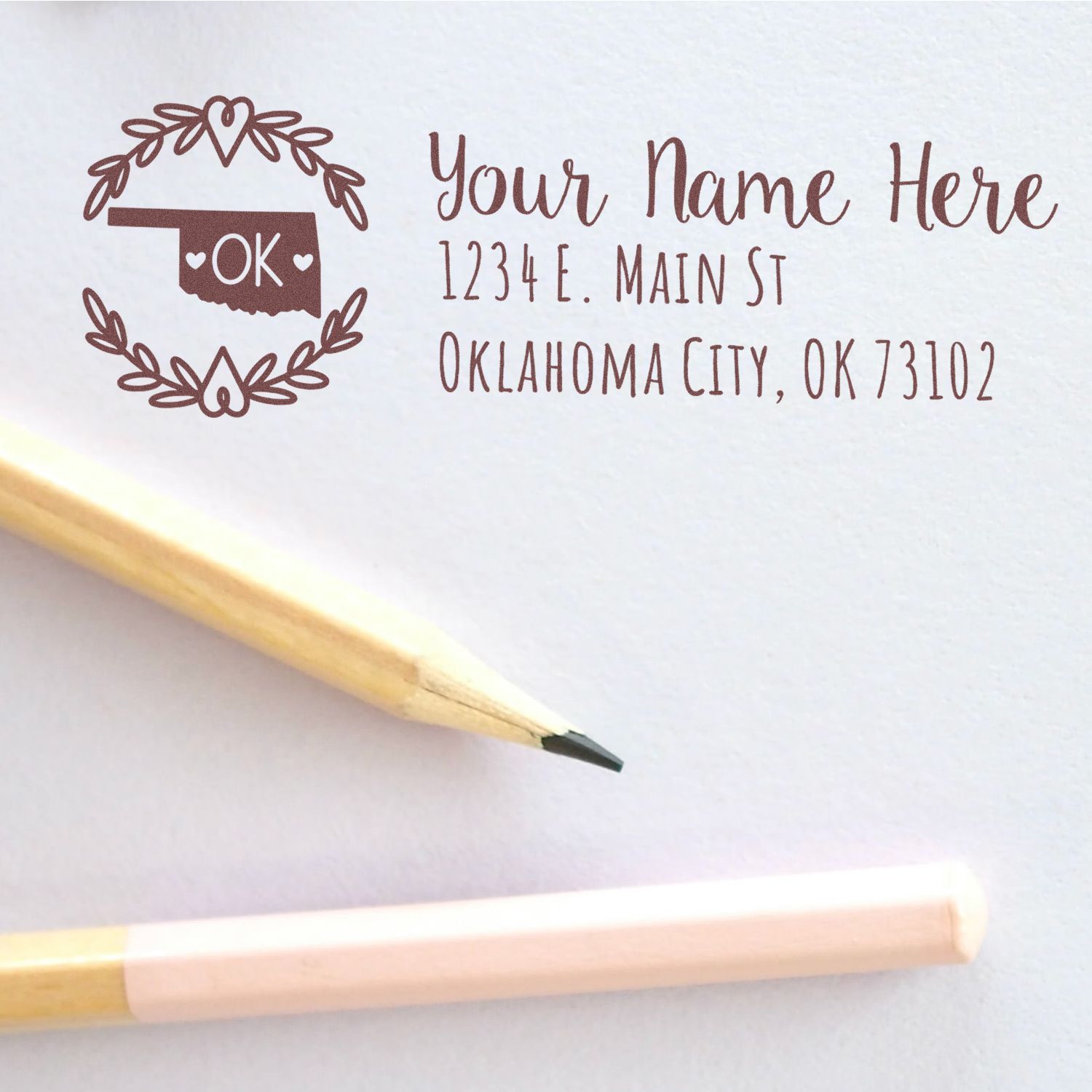 Slim Oklahoma Personalized Pre-Inked Address Stamp