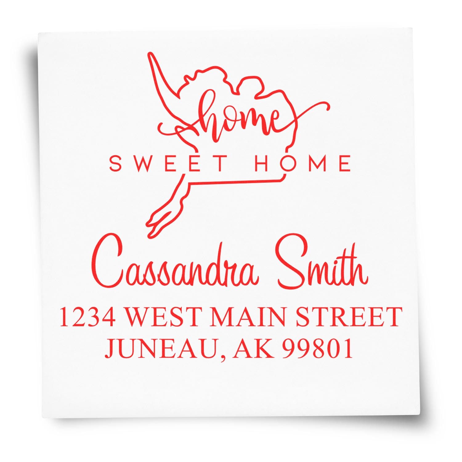 Wood Handle Home Sweet Home Alaska Personalized Address Stamper