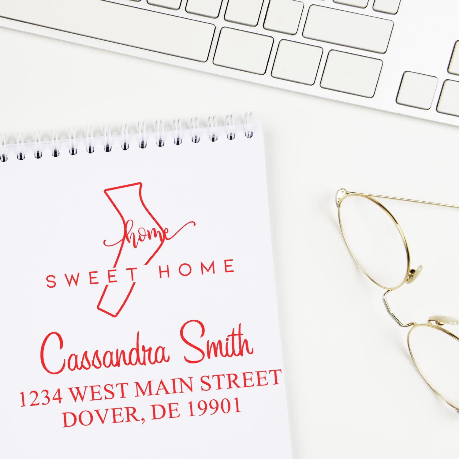 Self-Inking Home Sweet Home Delaware Personalized Home Address Stamp