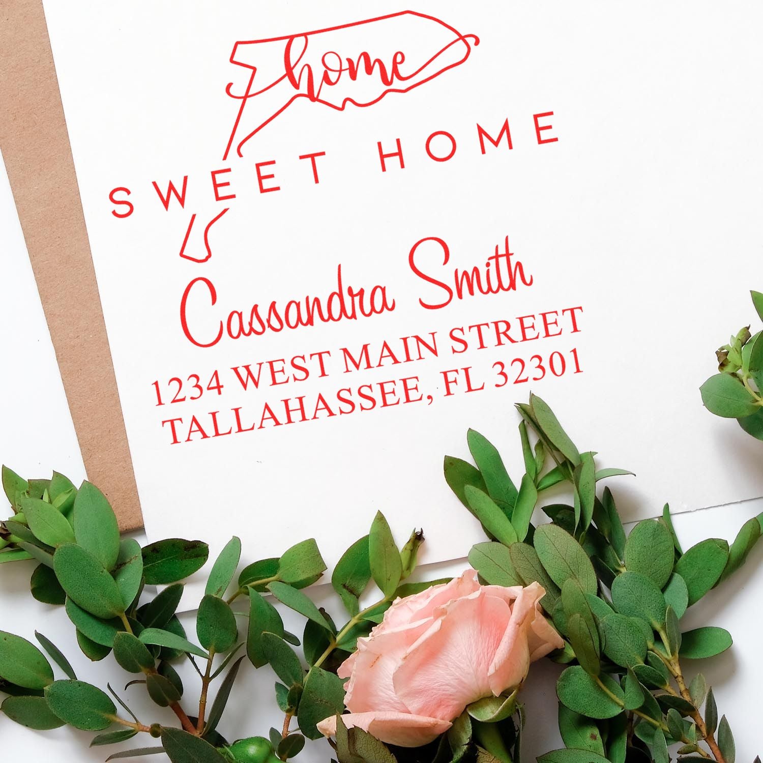 Slim Home Sweet Home Florida Personalized New Address Pre-Inked Stamp