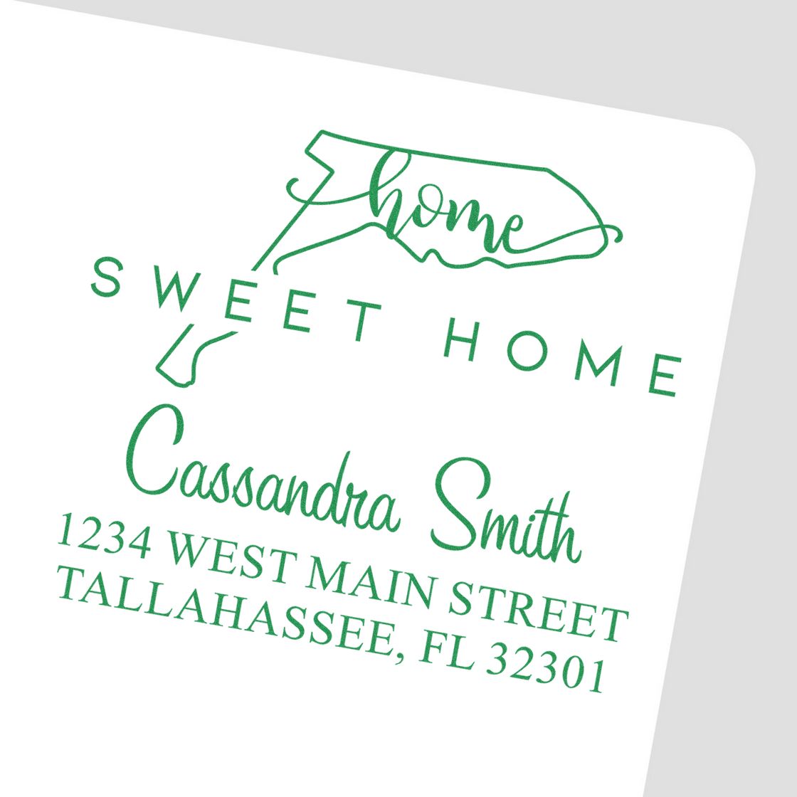 Wood Handle Home Sweet Home Florida Personalized Name and Address Rubber Stamp