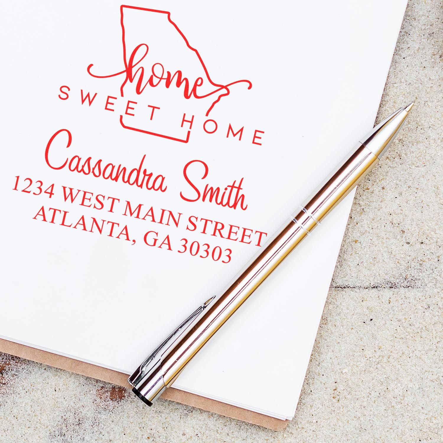 Slim Home Sweet Home Georgia Personalized Home Address for Envelopes Stamp