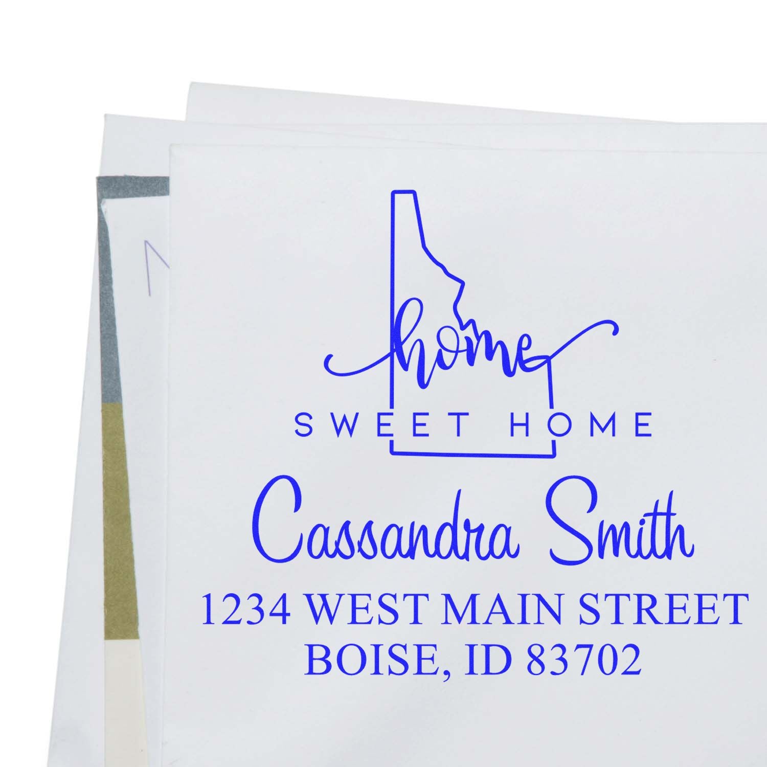 Wood Handle Home Sweet Home Idaho Personalized Mailing Rubber Stamp