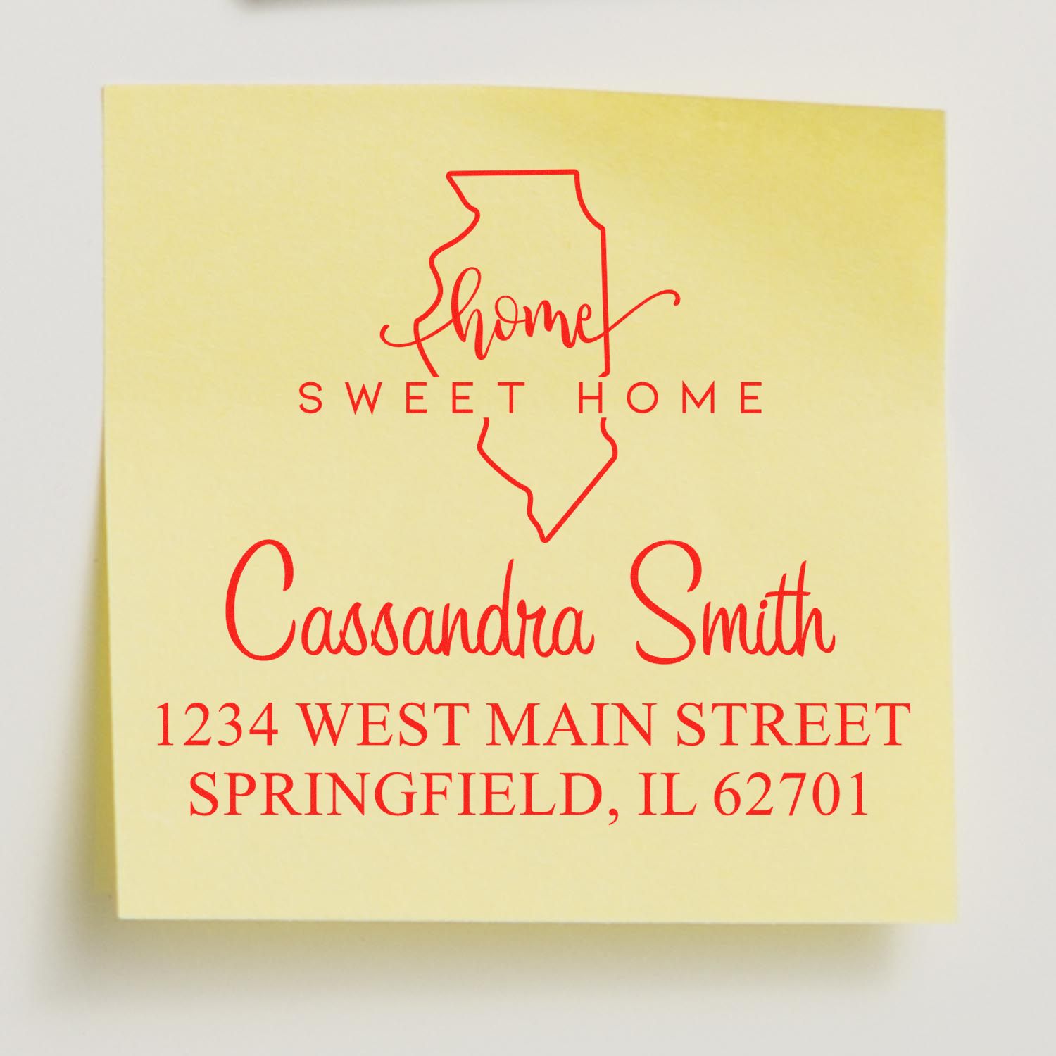 Slim Home Sweet Home Illinois Personalized Address Label Stamp