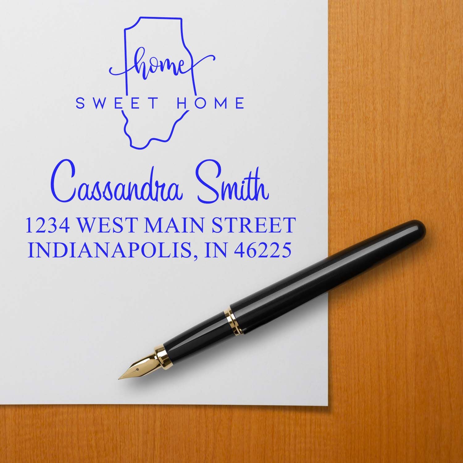 Slim Home Sweet Home Indiana Personalized Address Label Stamper