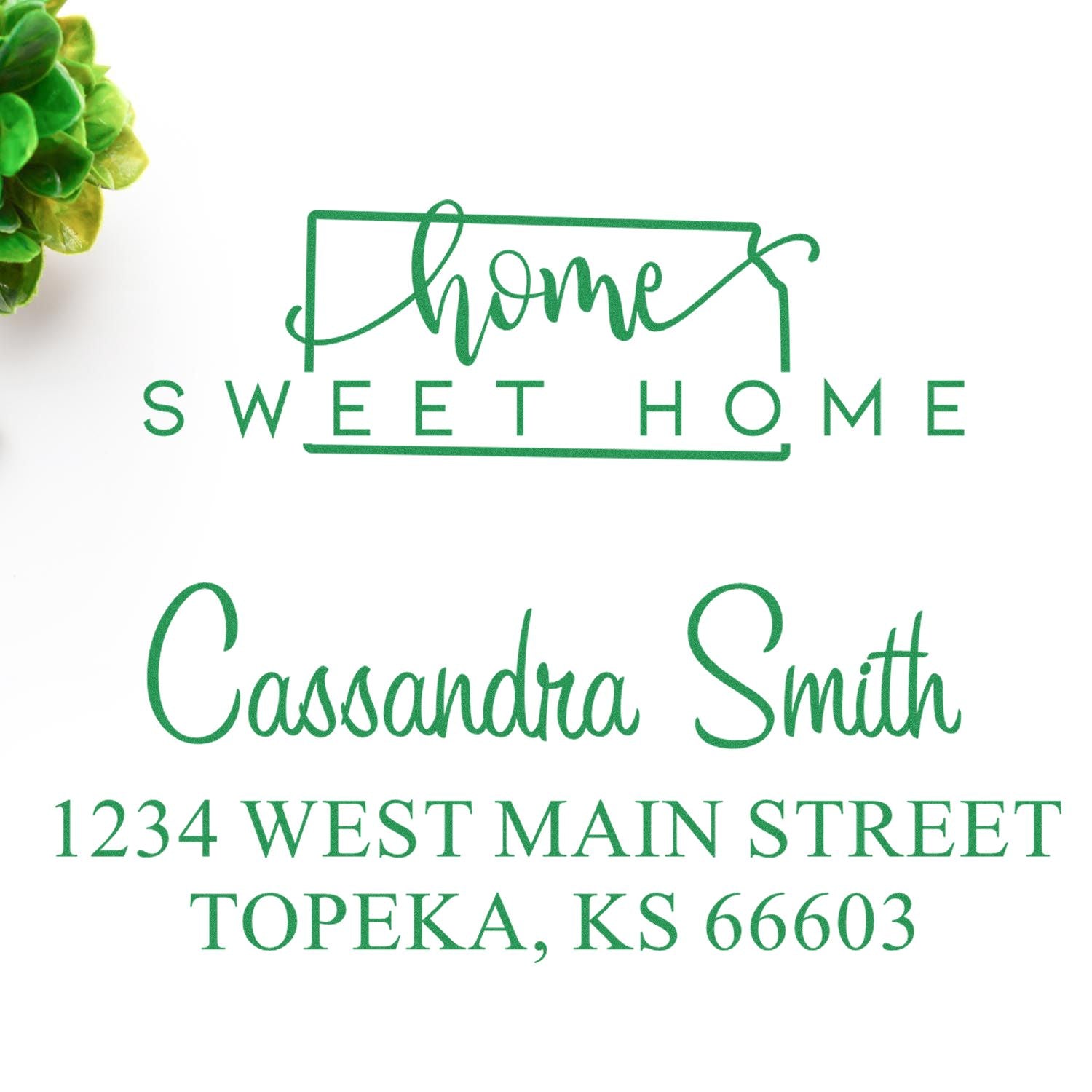 Slim Home Sweet Home Kansas Custom Address Stamp