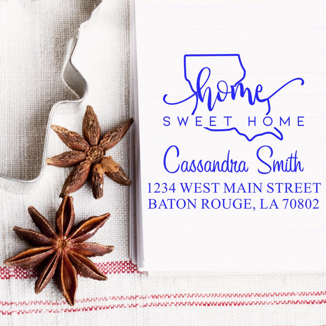 Self-Inking Home Sweet Home Louisiana Personalized Mailing Address Stamper