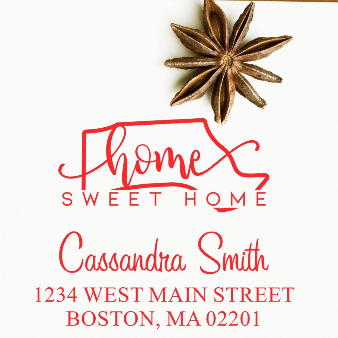 Slim Home Sweet Home Massachusetts Custom Return Address Pre-Inked Stamp