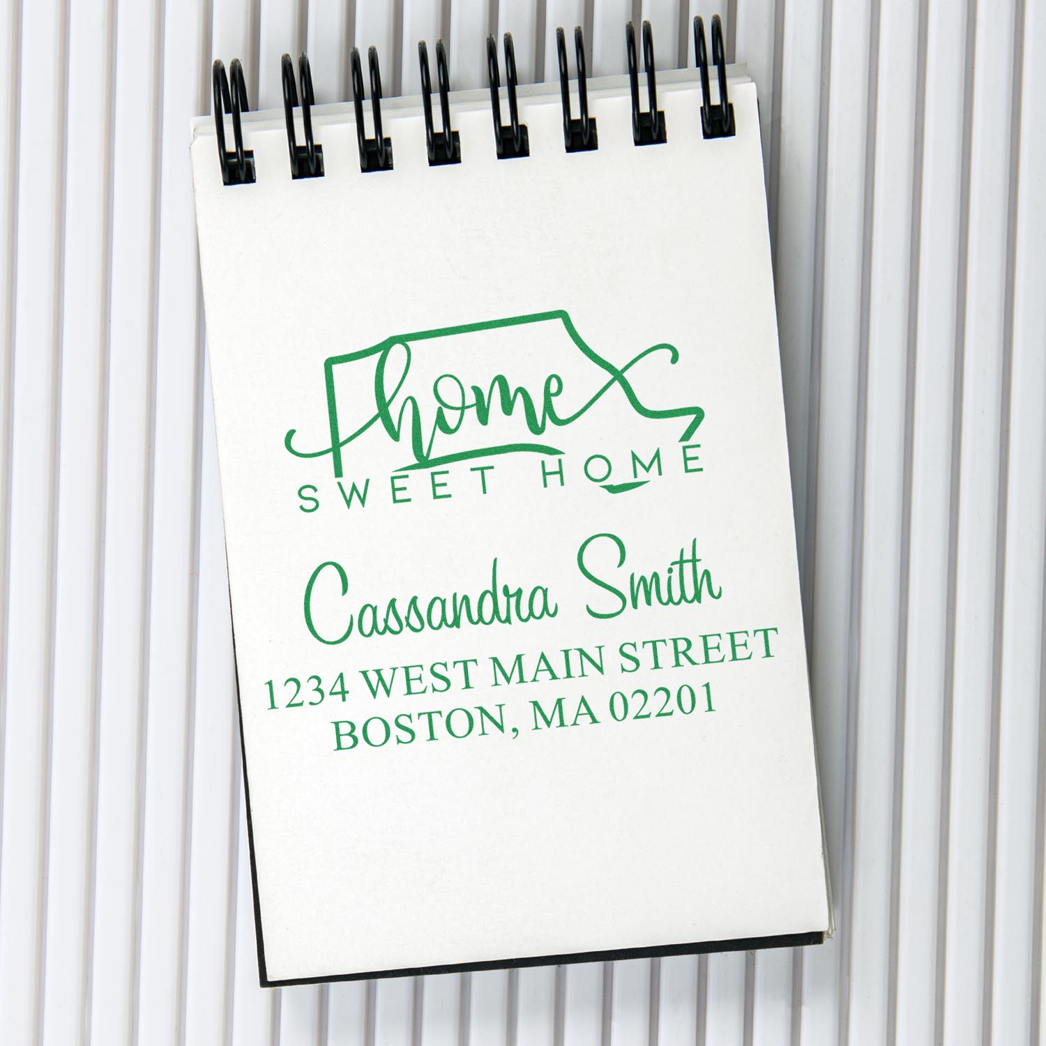 Slim Home Sweet Home Massachusetts Custom Return Address Pre-Inked Stamp