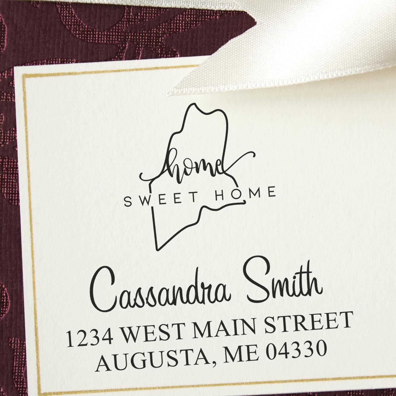 PSI Pre-Inked Home Sweet Home Maine Personalized Home Address for Envelopes Stamper