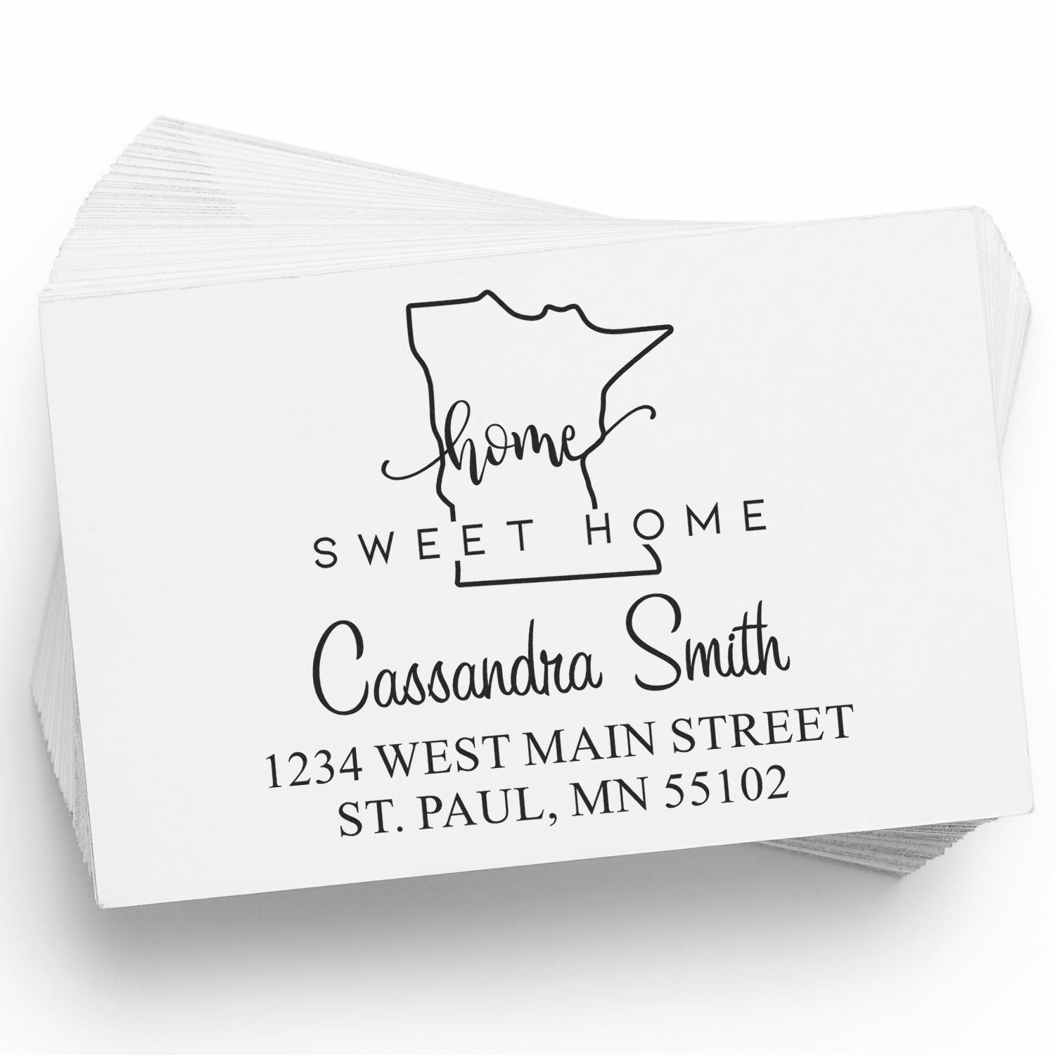 Wood Handle Home Sweet Home Minnesota Personalized Address Return Stamper