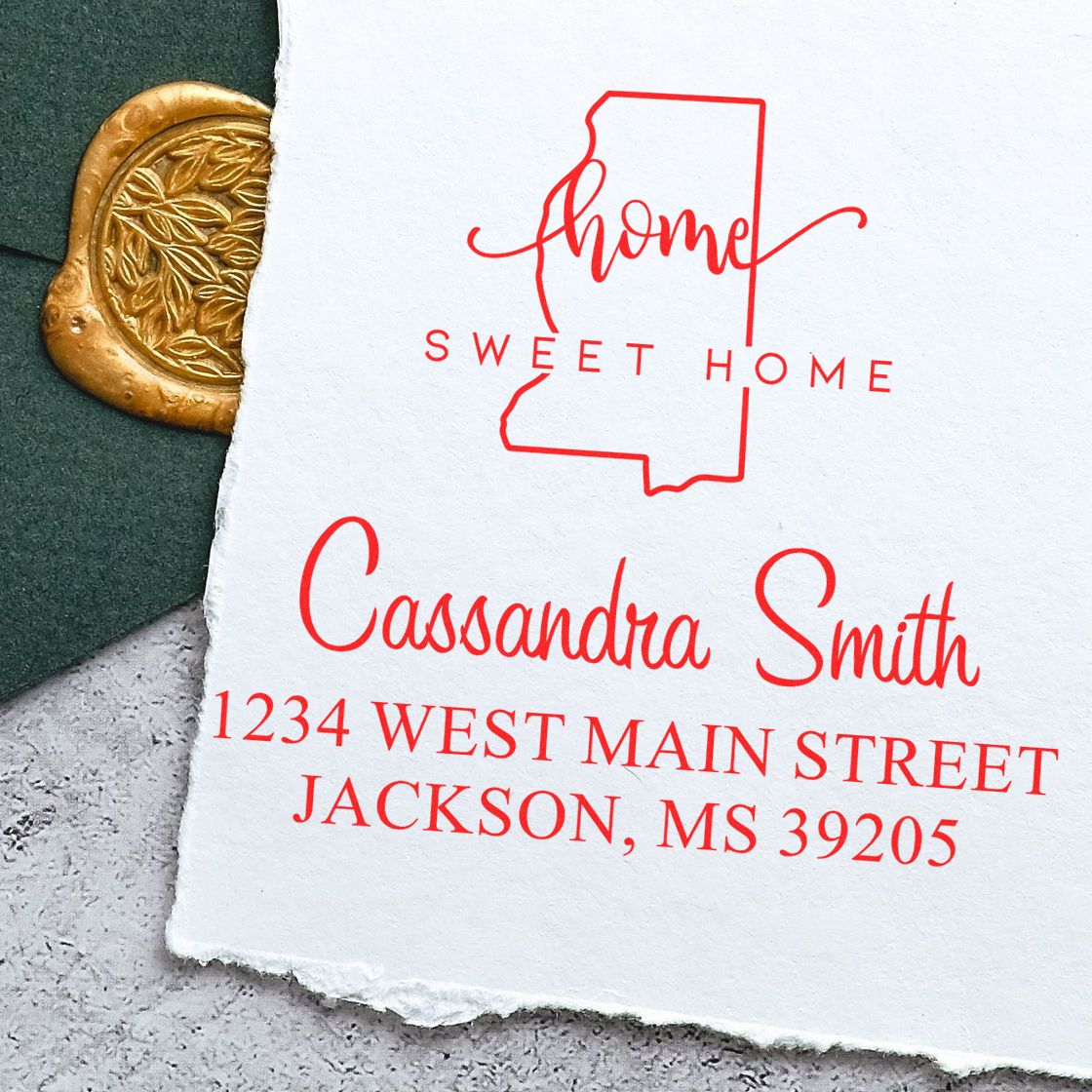 Self-Inking Home Sweet Home Mississippi Personalized New Address Stamper