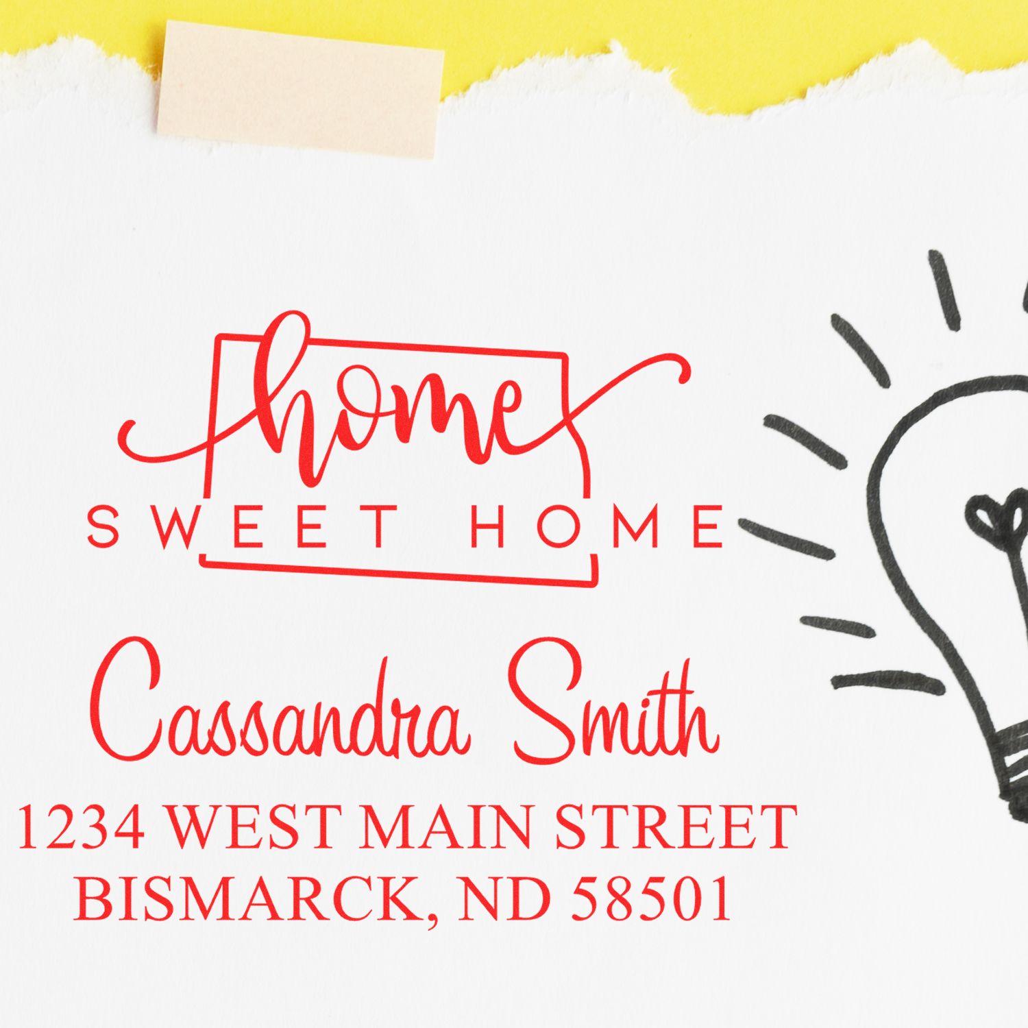 Wood Handle Home Sweet Home North Dakota Personalized Home Address for Envelopes Stamp