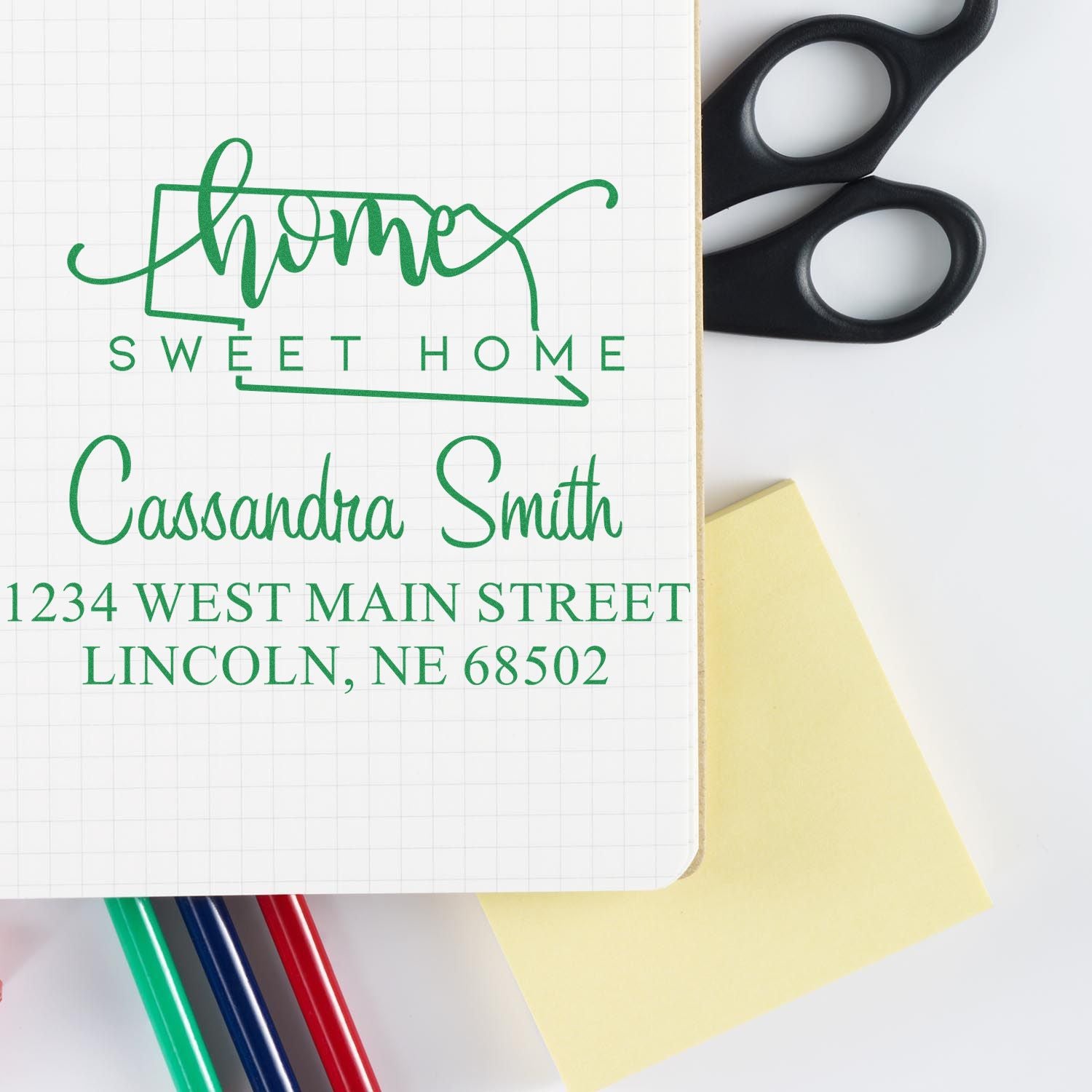 Slim Home Sweet Home Nebraska Custom Mailing Pre-Inked Stamp