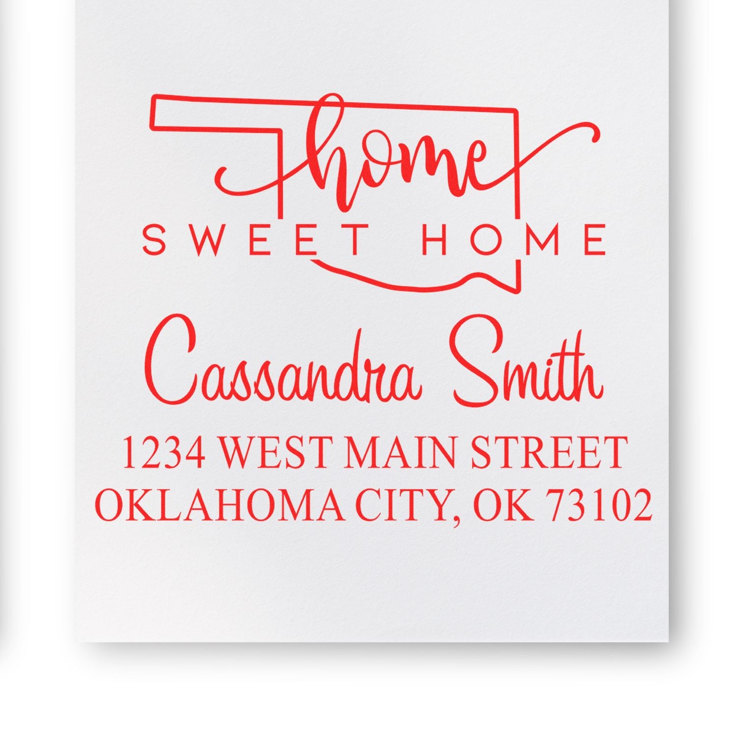 Slim Home Sweet Home Oklahoma Custom New Home Address Pre-Inked Stamp