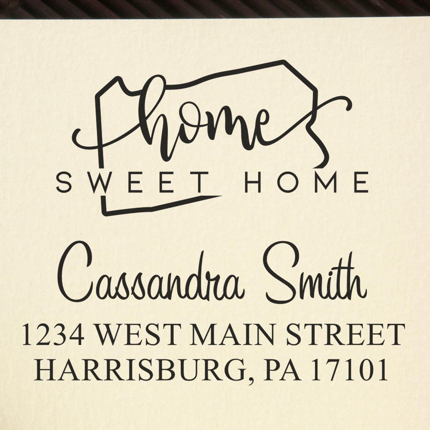 Self-Inking Home Sweet Home Pennsylvania Custom Name and Address Stamp