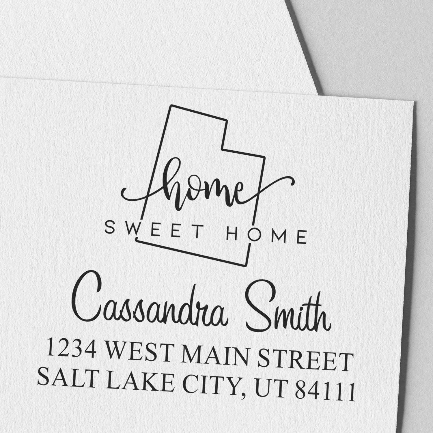 Slim Home Sweet Home Utah Custom Mail Address Stamper