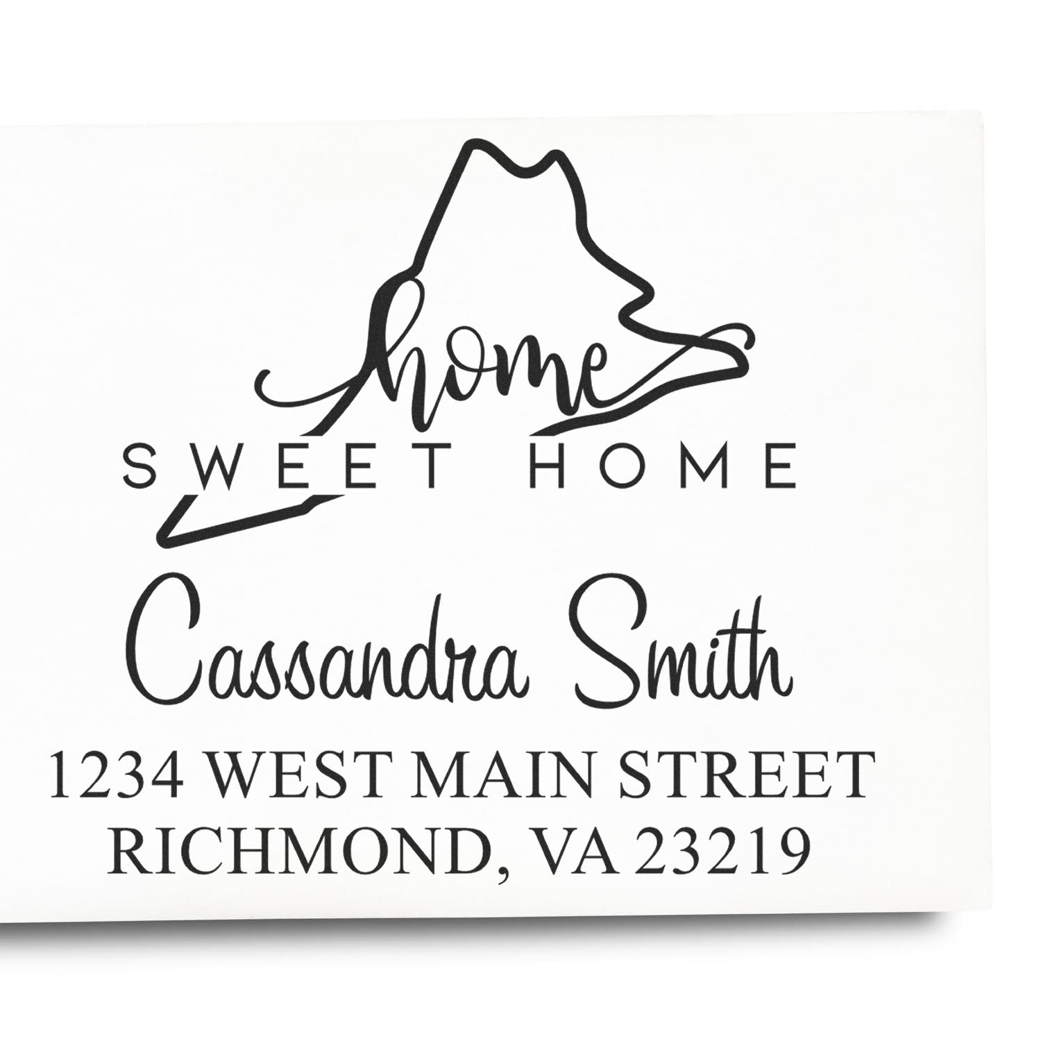 Wood Handle Home Sweet Home Virginia Custom Name and Address Stamp