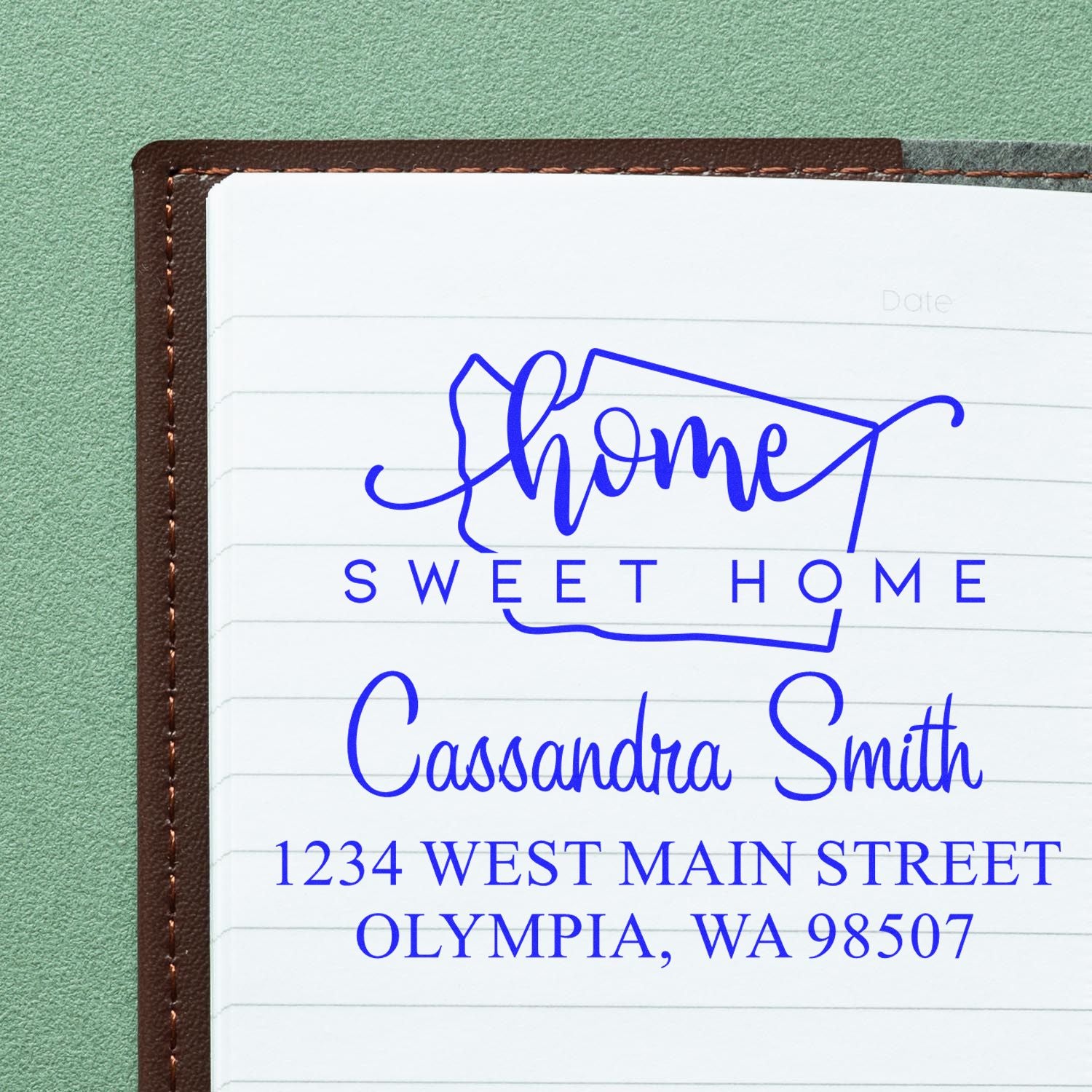 Wood Handle Home Sweet Home Washington Custom Name and Address Stamper