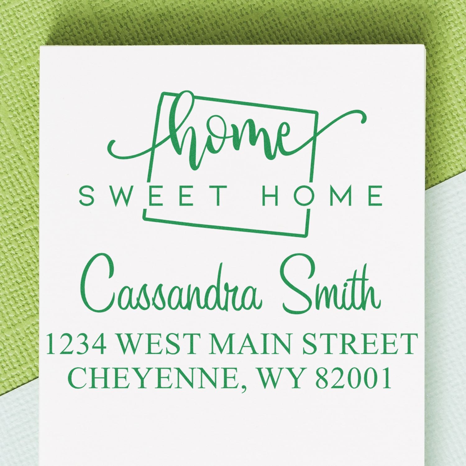 Wood Handle Home Sweet Home Wyoming Custom Mailing Stamper