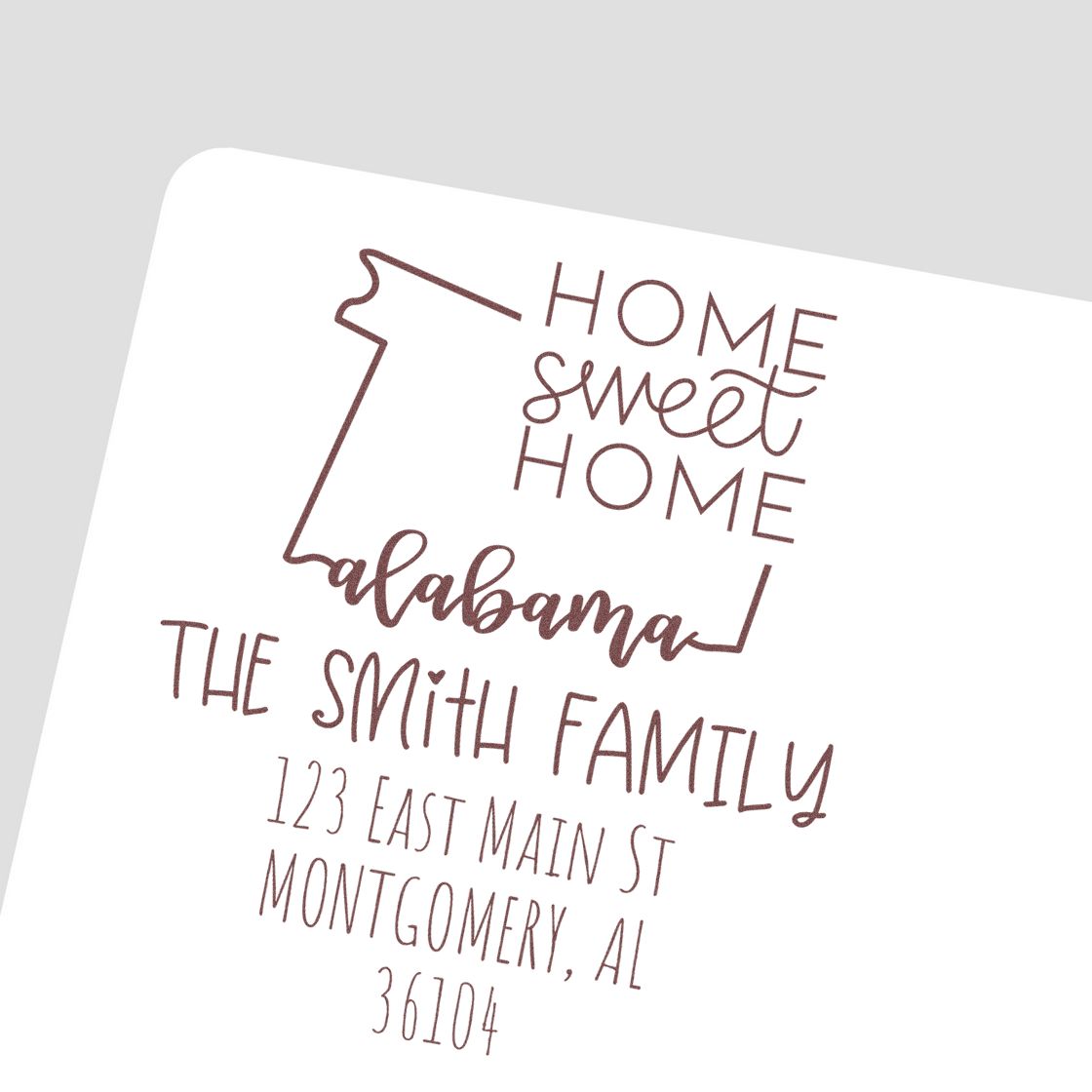 Self-Inking Alabama Home Sweet Home Custom New Home Address Rubber Stamp