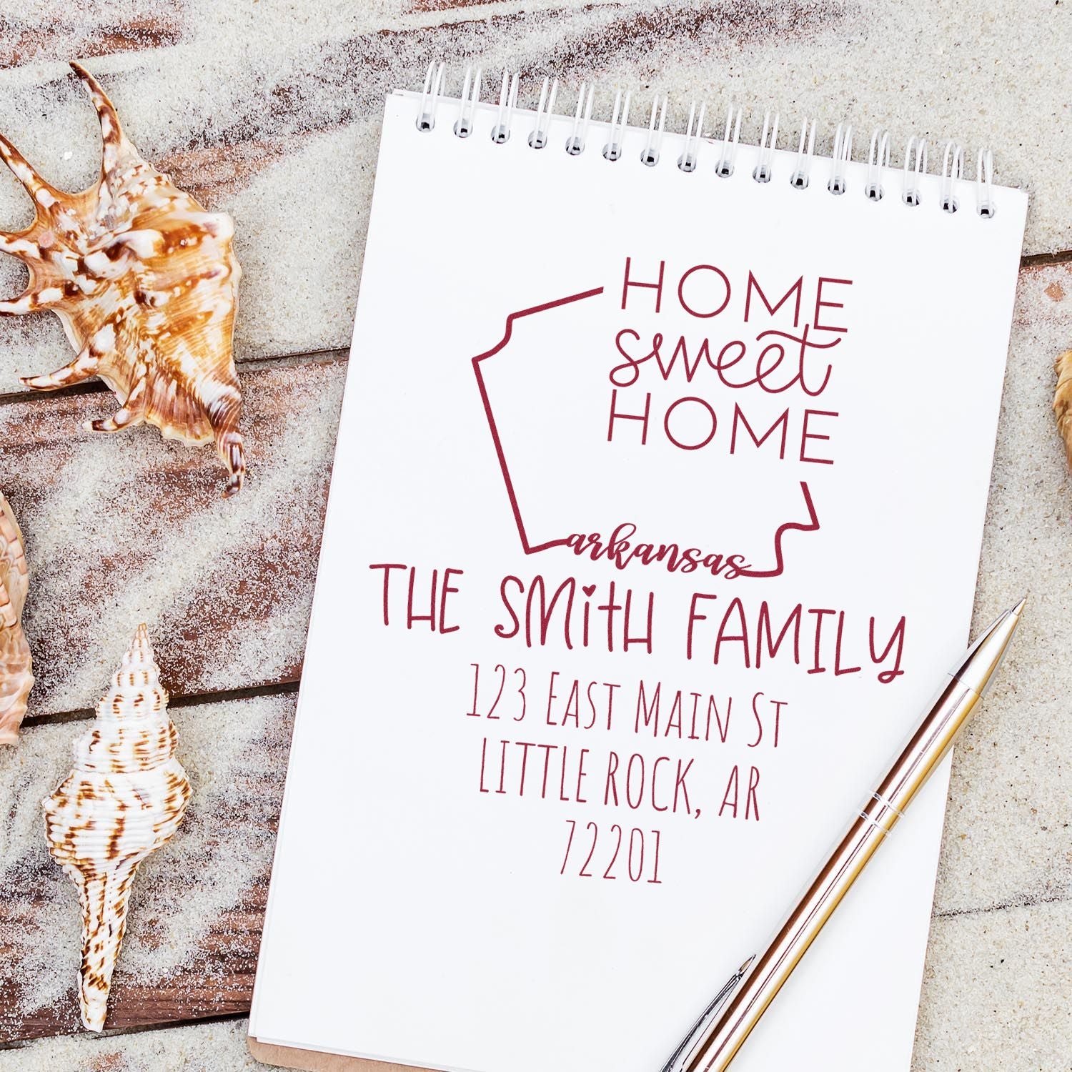 Slim Arkansas Home Sweet Home Customized Address Stamp