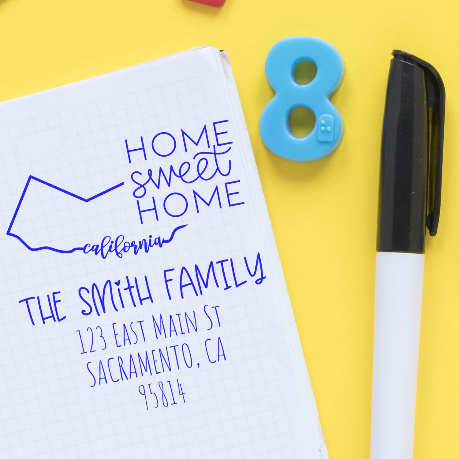 Self-Inking California Home Sweet Home Custom Mailing Address Stamp