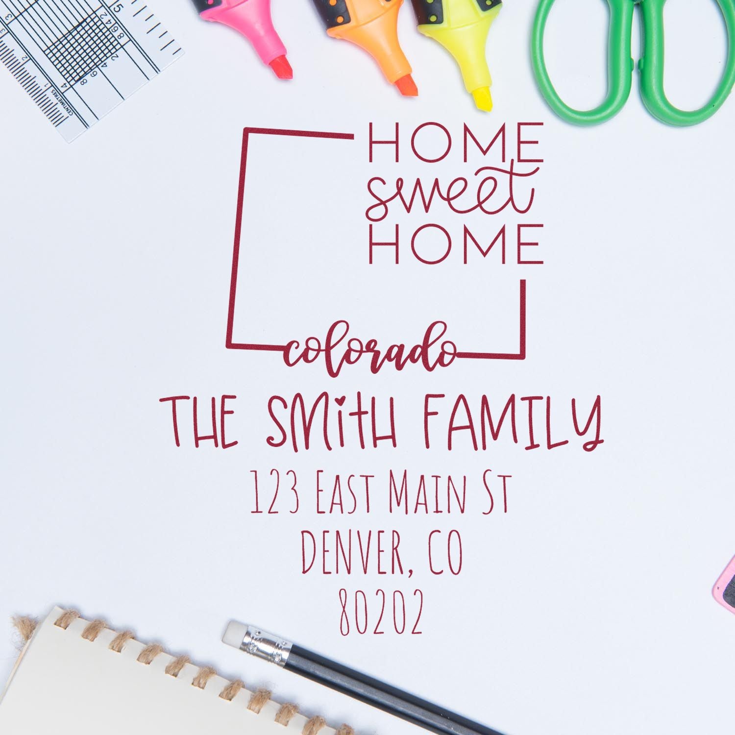 Self-Inking Colorado Home Sweet Home Custom Mailing Address Stamper