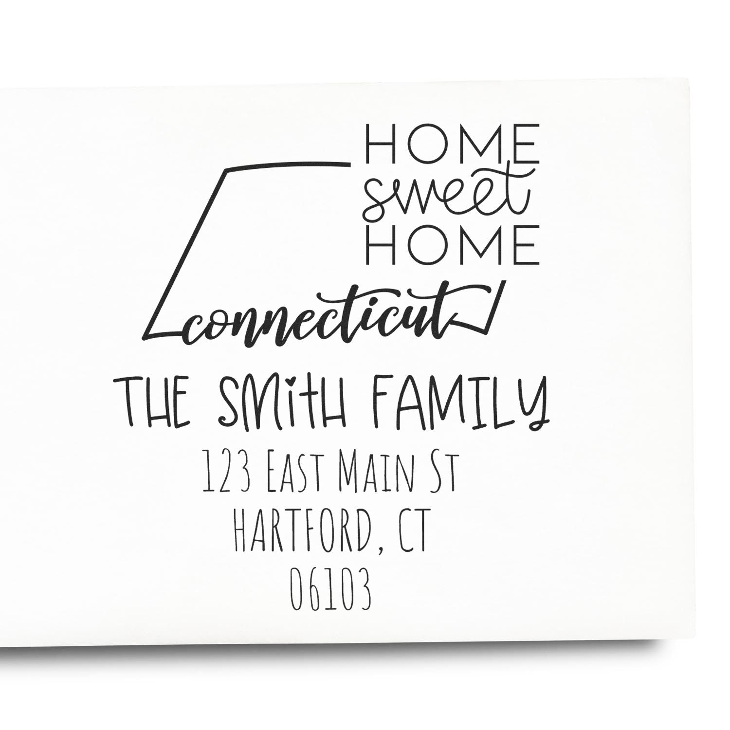 Wood Handle Connecticut Home Sweet Home Custom New Home Address Stamp